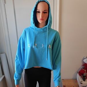 Zyia Active Women's Cropped Hoodie - Teal Blue
